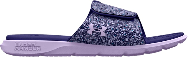 (Grade School) Under Armour Ignite Pro Graphic Strap Slide 'Nebula Purple Dot Print' 3026040-400 (Grade School) Under Armour Ignite Pro Graphic Strap Slide 'Nebula Purple Dot Print' 3026040-400
