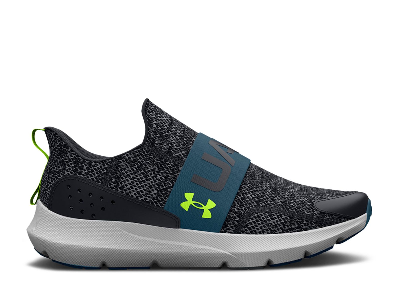 (Grade School) Under Armour Surge 3 Slip 'Black Static Blue Lime' 3026528-002