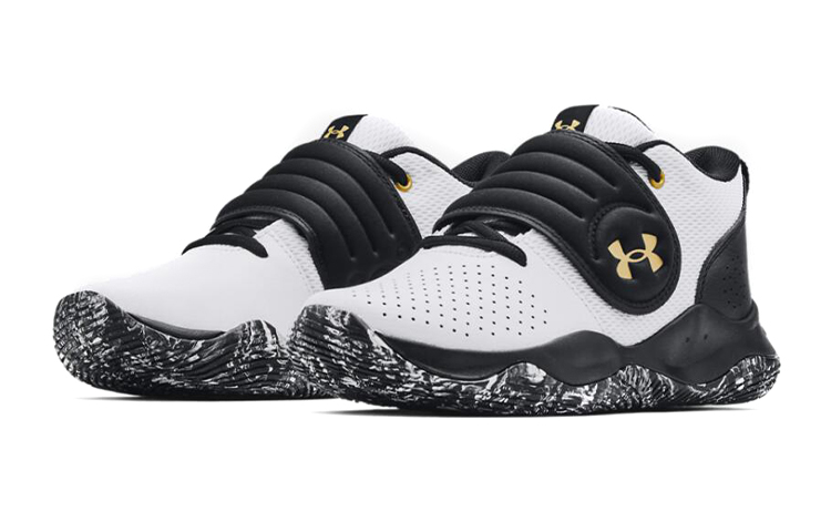 Lookbook （小學）Under Armour Zone BB '白色 黑色 金色' 3024262-102