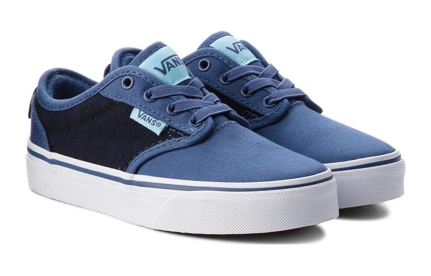 Shop Vans Atwood Slip-On Junior ''Damier Textile - Bleu Marine'' VN0A38IXR7R
