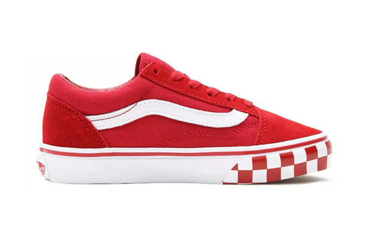 Order (小童) 范斯 Old Skool '格纹保险杠 - 辣椒红' VN0A4BUU32W