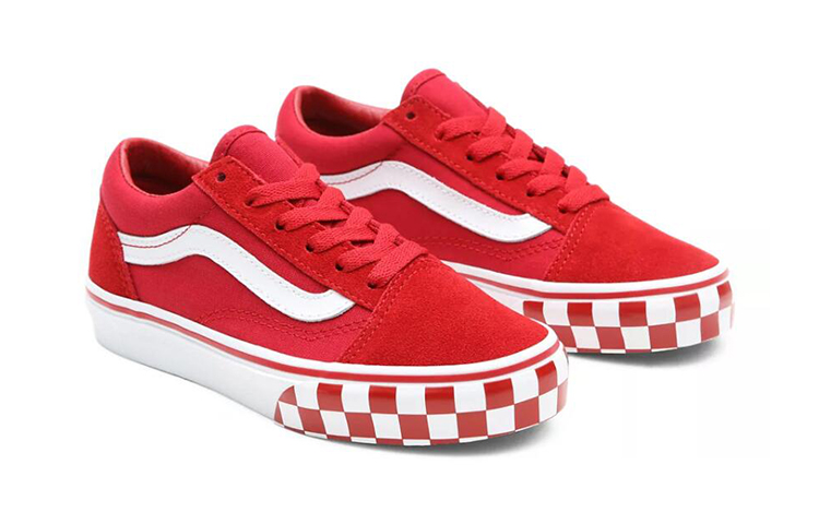 Lookbook (小童) 范斯 Old Skool '格纹保险杠 - 辣椒红' VN0A4BUU32W