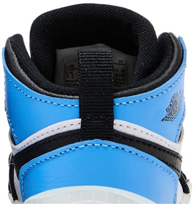 (TD) Air Jordan 1 婴儿鞋 '北卡蓝脚趾' AT3745-400 Sizing (TD) Air Jordan 1 婴儿鞋 '北卡蓝脚趾' AT3745-400