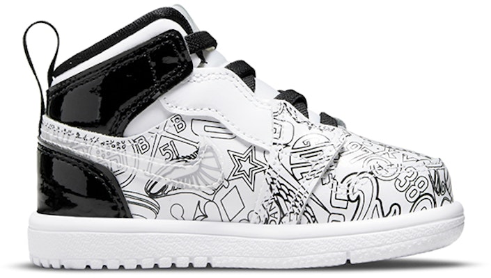 【TD幼童】Air Jordan 1 Mid ALT SE 塗鴉 耐磨防滑減震 中筒籃球鞋 白黑 Order 【TD幼童】Air Jordan 1 Mid ALT SE 塗鴉 耐磨防滑減震 中筒籃球鞋 白黑