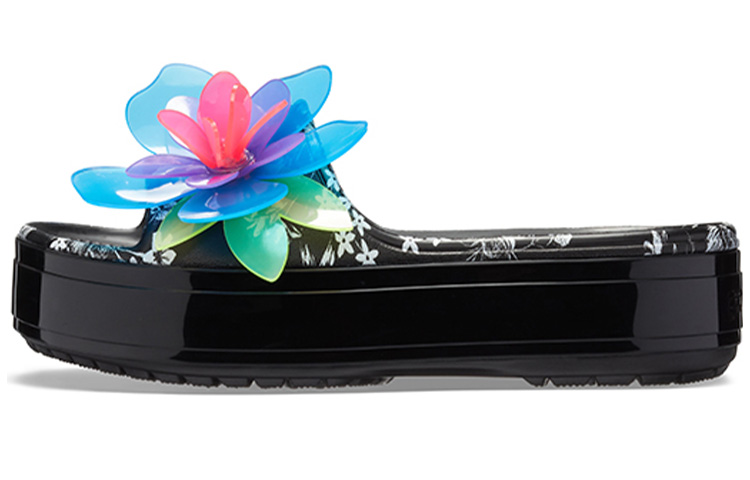 (Infant) Crocs Platform Hyper Tropic '3D Flowers Black' 205854-98X
