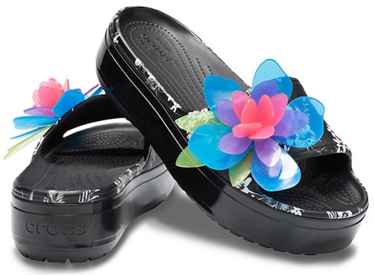 (Infant) Crocs Platform Hyper Tropic '3D Flowers Black' 205854-98X Shop (Infant) Crocs Platform Hyper Tropic '3D Flowers Black' 205854-98X