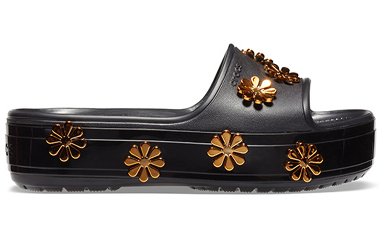 Order (Infant) Crocs Platform Metallic Blooms Slide 'Black' 205717-001