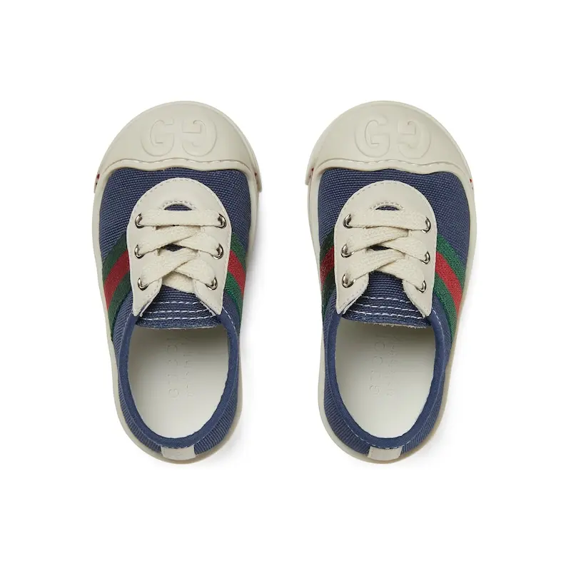 Shop (Infant) Gucci 'Blue Canvas Low-Top' 772409-FACY7-4256