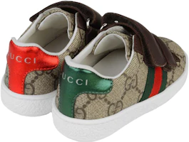 Shop 婴幼兒 GUCCI 古馳 Ace 系列 GG Supreme 帆布運動鞋 - 棕色