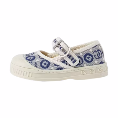 (Infant) Gucci Canvas Buckle Flat 'White Blue'