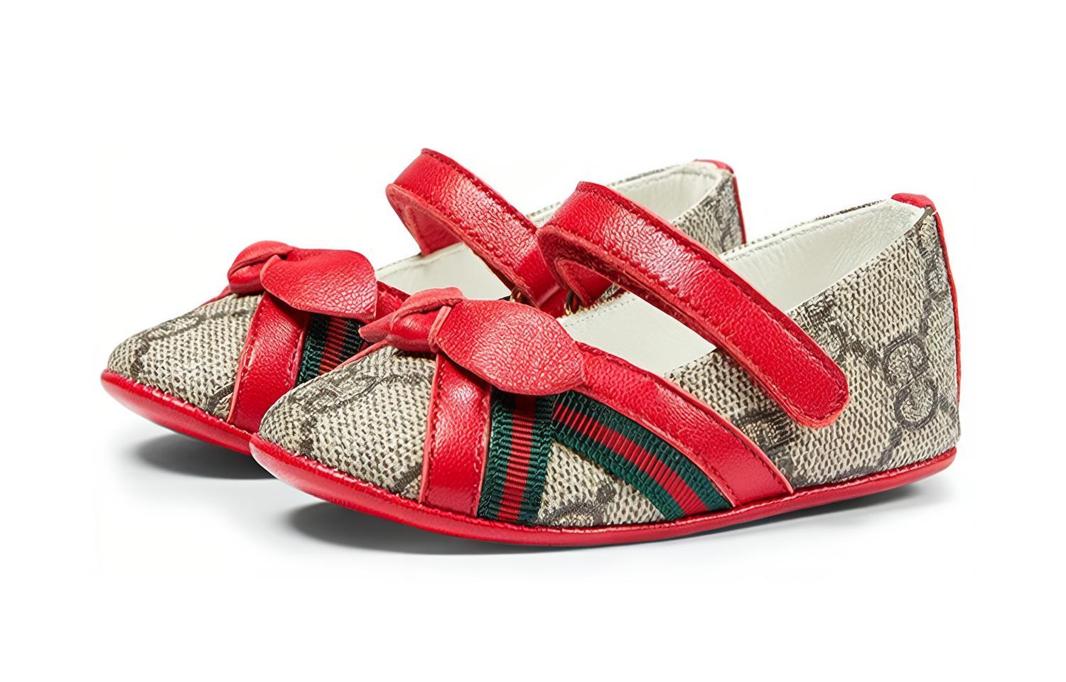 (Infant) Gucci Canvas Low-Top Velcro 'Red Bow Detail' 647024-2OQ30-9766