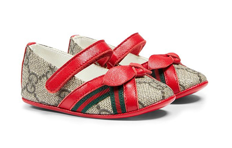 Order 嬰童 GUCCI古馳 帆布 時尚魔術貼 蝴蝶結細節 低筒 學步鞋 紅色