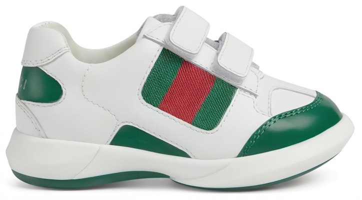 (Infant) Gucci Leather Hook-and-Loop Low 'White Green' 772404-AAC45-3145 Order (Infant) Gucci Leather Hook-and-Loop Low 'White Green' 772404-AAC45-3145