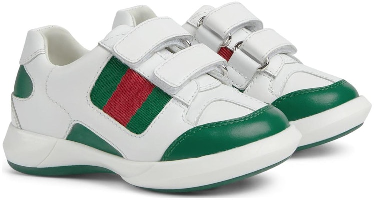 (Infant) Gucci Leather Hook-and-Loop Low 'White Green' 772404-AAC45-3145 Lookbook (Infant) Gucci Leather Hook-and-Loop Low 'White Green' 772404-AAC45-3145