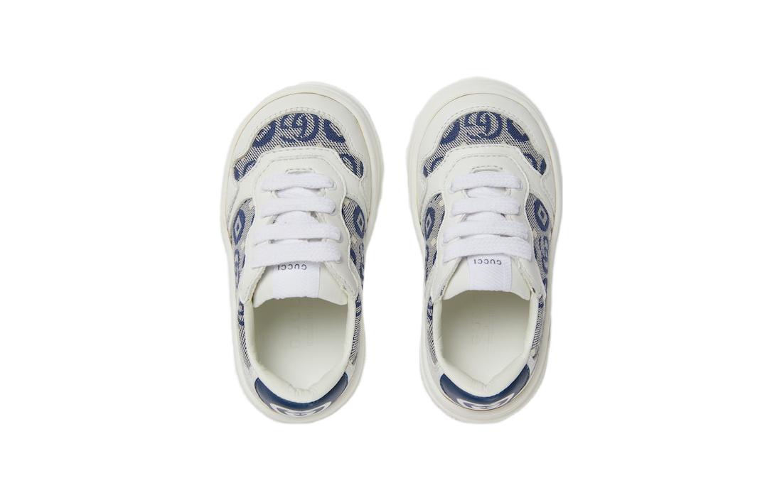 Order (TD) Kasut Bayi Gucci Kulit Putih Biru 'Comfort' Rendah-Top 755893-AACIH-9080