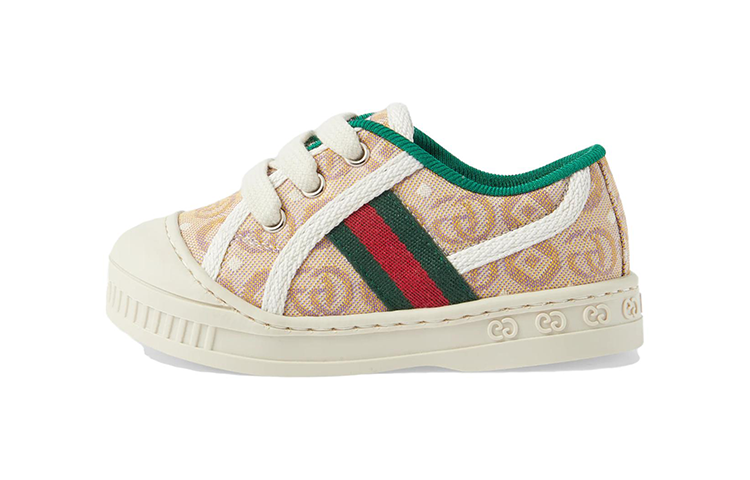 (Infant) Gucci Low Top Lace-Up in Beige Green 'Comfortable Versatile Toddler Shoes' 682229-U4G50-9573