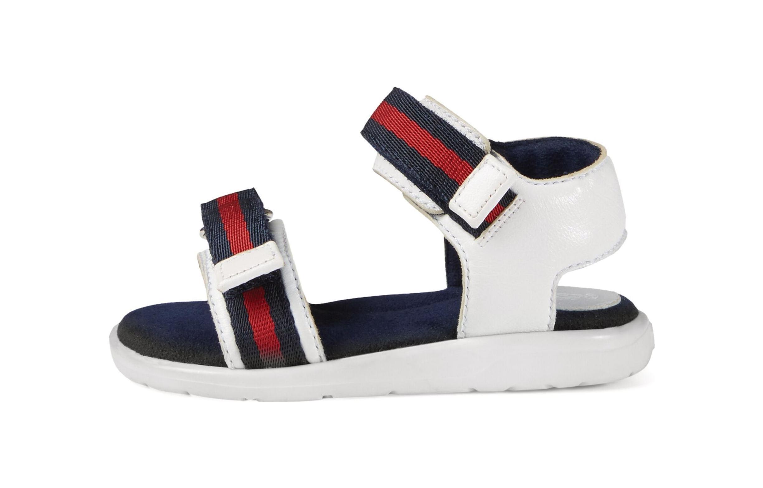 (Infant) Gucci Web Stripe Leather Sandals 'White Blue' 257759-BLN10-9064