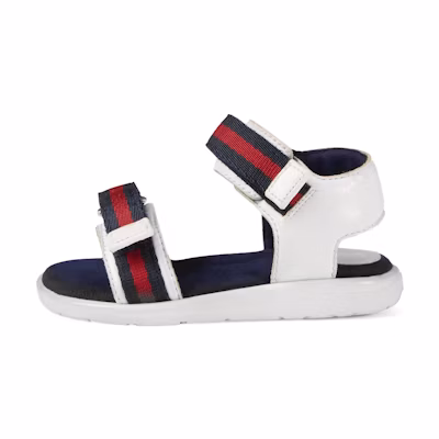 (Infant) Gucci Web Stripe Leather Sandals 'White Blue'