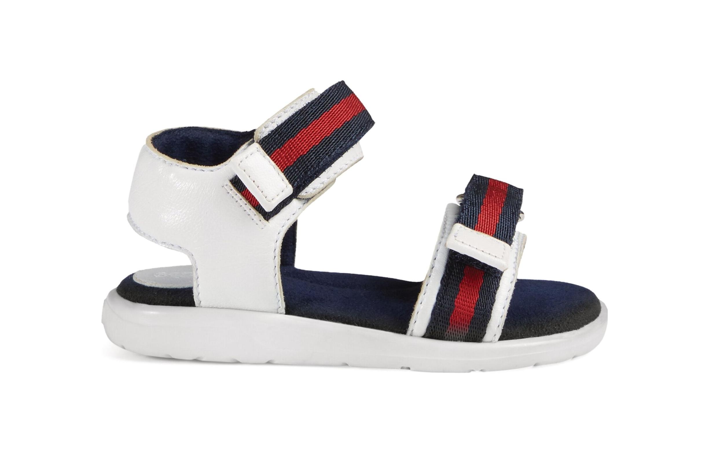 (Infant) Gucci Web Stripe Leather Sandals 'White Blue' 圖 2