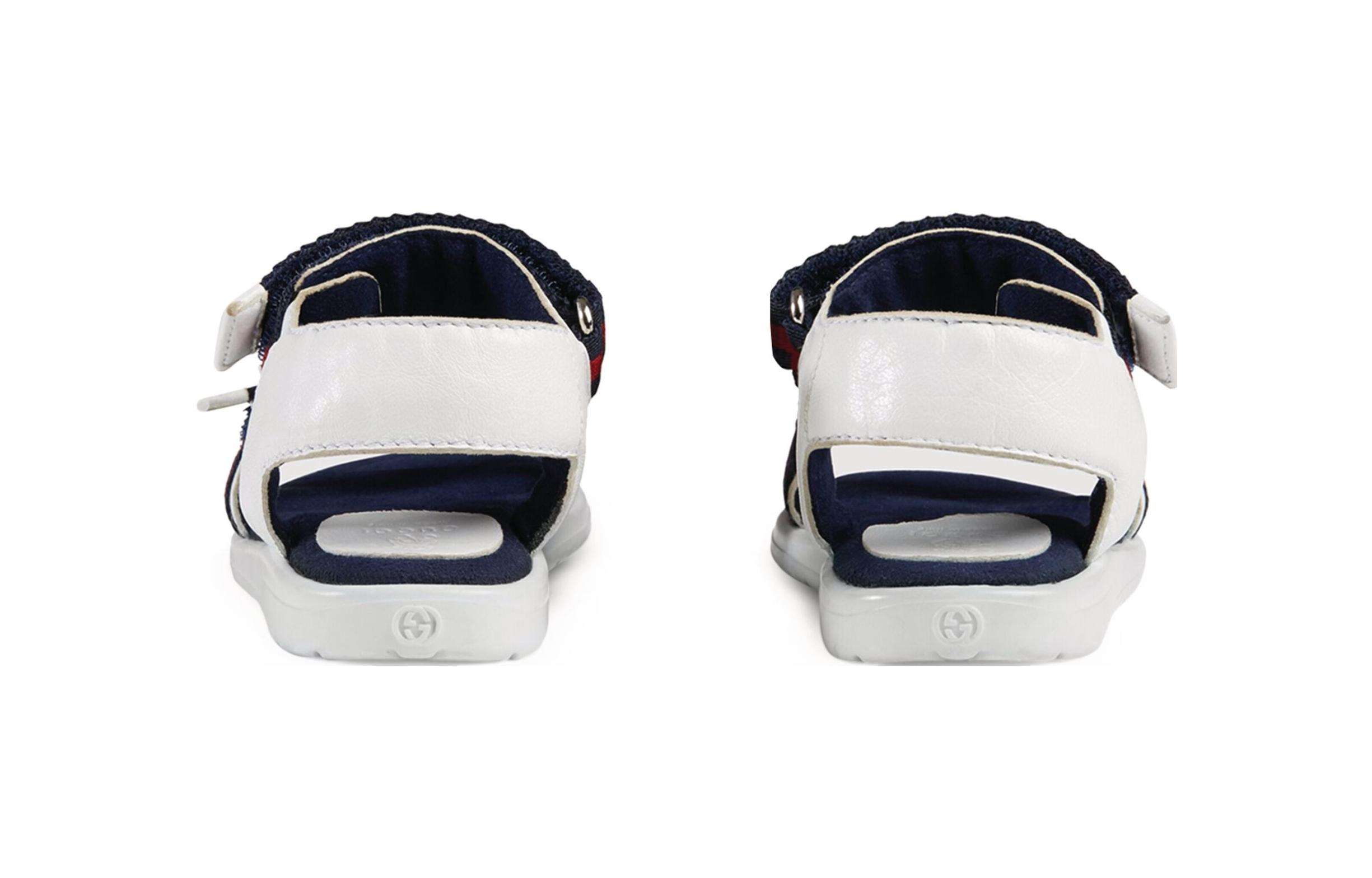 (Infant) Gucci Web Stripe Leather Sandals 'White Blue' 圖 4
