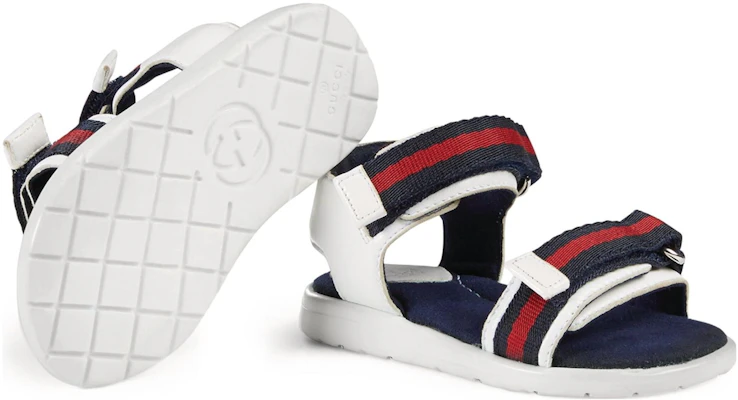 (TD) Sandales en Cuir Gucci Bande Web ''Blanc Bleu'' 257759-BLN10-9064 Purchase (TD) Sandales en Cuir Gucci Bande Web ''Blanc Bleu'' 257759-BLN10-9064