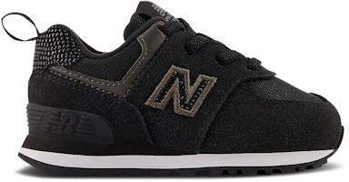 (Infant) New Balance 574 Bungee Lace Wide 'Black Metallic' ID574EB1-W (Infant) New Balance 574 Bungee Lace Wide 'Black Metallic' ID574EB1-W