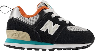 (Infant) New Balance 574 Bungee Lace Wide 'Black Poppy' ID574BB1-W (Infant) New Balance 574 Bungee Lace Wide 'Black Poppy' ID574BB1-W