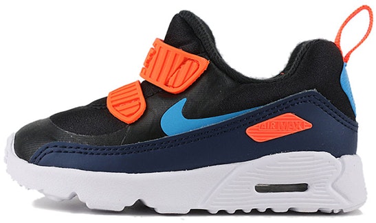 infant-nike-air-max-tiny-90-black-orange-velcro-881924-020
