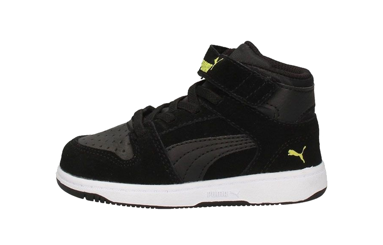 (Infant) Puma Rebound Layup Suede 'Black Yellow Velcro' 370496-01