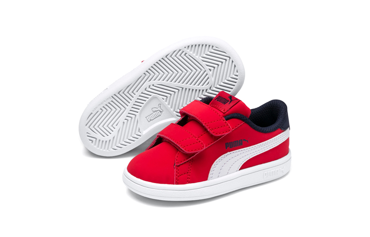 Lookbook (TD) (乳児用) プーマ スマッシュ V2 バック V インファント 'レッドベルクロ' 365184-07 365184-07