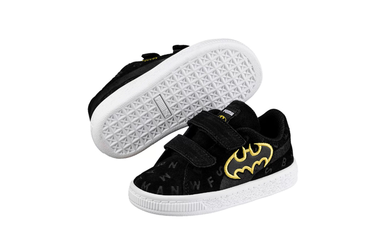 Shop (TD) プーマ スエード オールオーバープリント V 'ジャスティスリーグ ブラック' 366560-01