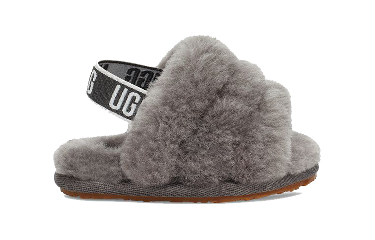 Order (TD) UGG Fluff Yeah 灰色毛绒拖鞋 1098577I-CHRC