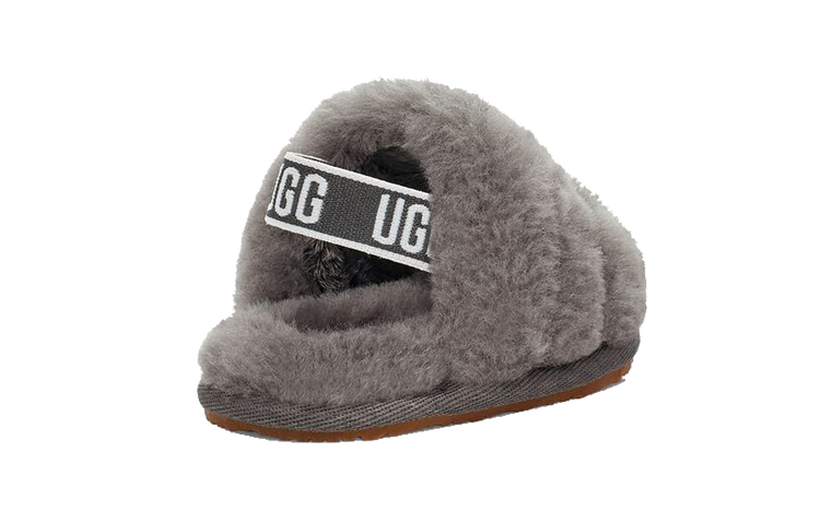 Lookbook (TD) UGG Fluff Yeah 灰色毛绒拖鞋 1098577I-CHRC