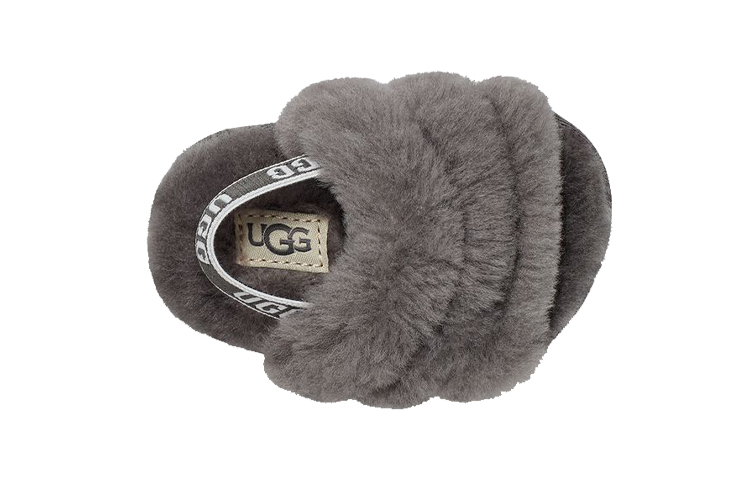 Shop (TD) UGG Fluff Yeah 灰色毛绒拖鞋 1098577I-CHRC