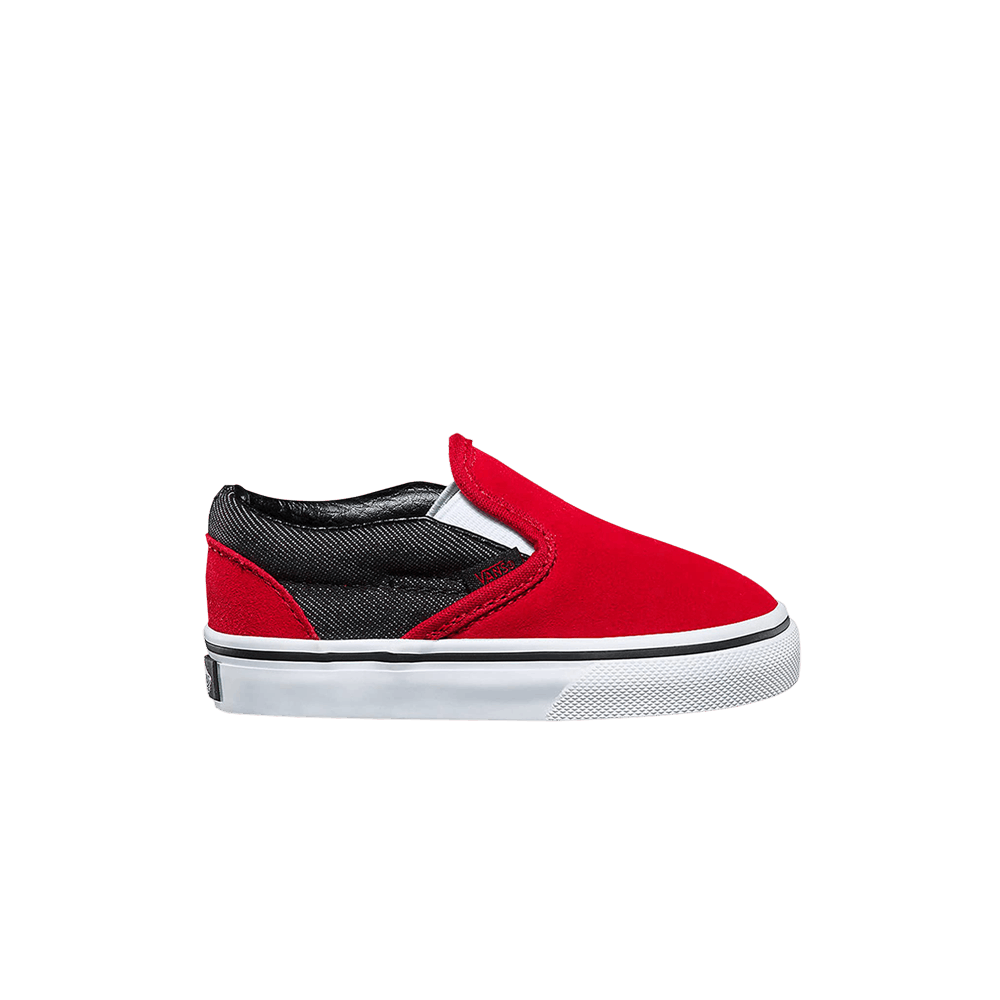 (Infant) Vans Classic Slip-On &#x27;Red Black Denim&#x27; VN0A32QJQ6W