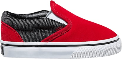 (Infant) Vans Classic Slip-On 'Red Black Denim' VN0A32QJQ6W (Infant) Vans Classic Slip-On 'Red Black Denim' VN0A32QJQ6W