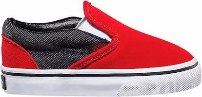 (Infant) Vans Classic Slip-On 'Red Black Denim' VN0A32QJQ6W (Infant) Vans Classic Slip-On 'Red Black Denim' VN0A32QJQ6W