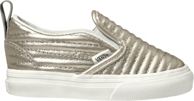 (Infant) Vans Slip-On V 'Moto Leather - Metallic Silver' VN0A3488U4X (Infant) Vans Slip-On V 'Moto Leather - Metallic Silver' VN0A3488U4X