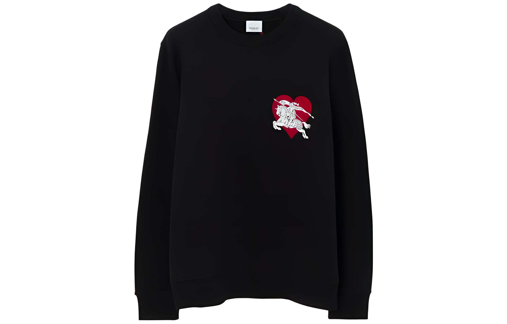 【Limited】Burberry SS23 Heart Equestrian Knight Logo Sweatshirt Black Mens 80728401