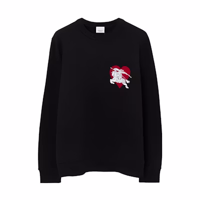 【Limited】Burberry SS23 Heart Equestrian Knight Logo Sweatshirt Black Mens 80728401