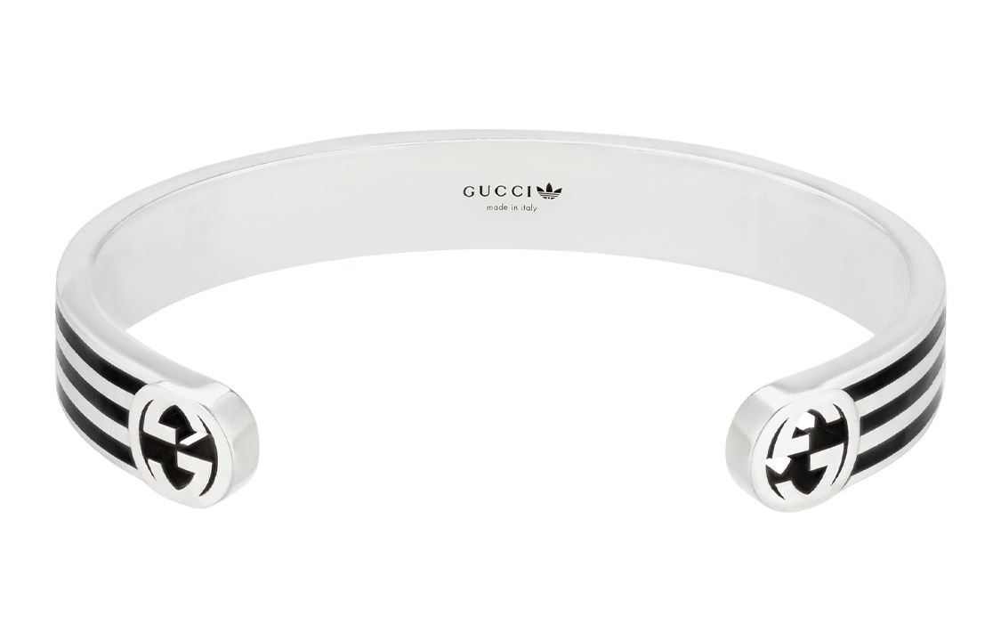 Lookbook [限量版] GUCCI x Adidas 925純銀雕刻Logo手鍊 男女通用 銀色 702869-J8410-8163