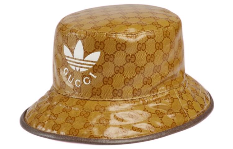 Order [Limited Edition] GUCCI x Adidas Crystal Canvas Leather Trim Bucket Hat Brown Unisex 696484-4HAP2-7164