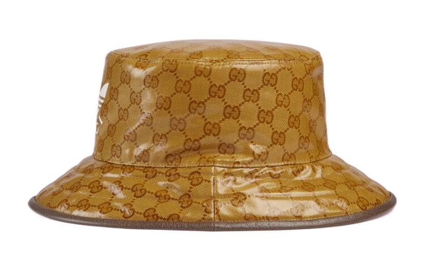 Lookbook [Limited Edition] GUCCI x Adidas Crystal Canvas Leather Trim Bucket Hat Brown Unisex 696484-4HAP2-7164