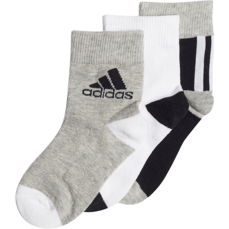 (Pre School) adidas Kids' Comfy Stretch Letter Socks 3-Pack Black/White/Grey ED8642