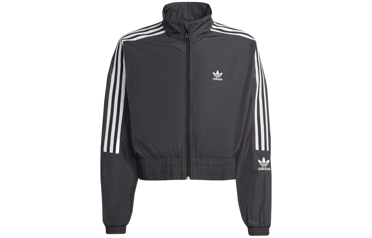 (Pre School) adidas Originals Adicolor Kids' Black Cropped Jacket with Striped Logo. IC6270