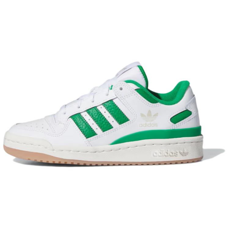(Youth) (Pre School) adidas Originals Forum Low CL White Green Casual Durable Sneakers IH0223