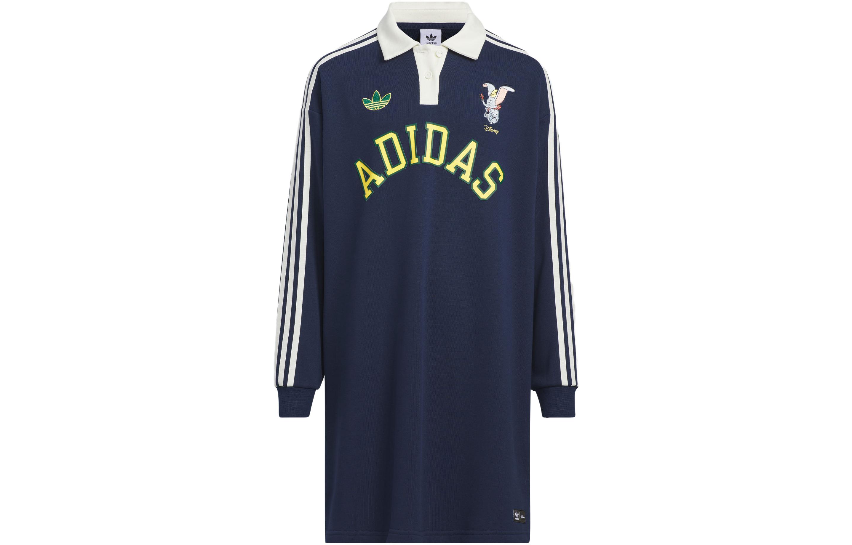(Pre School) adidas Originals Kids Navy Polo Long Sleeve Printed Casual Sports Dress IX4358