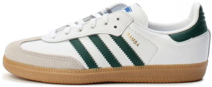 pre-school-adidas-originals-samba-og-kids-white-green-casual-durable-low-top-sneakers-ie-1334