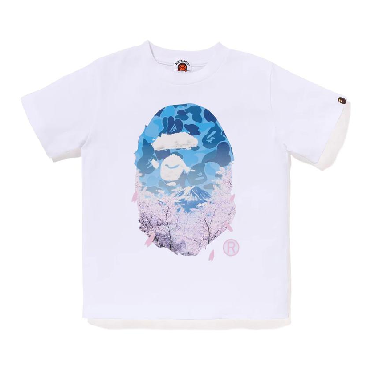 (Pre School) BAPE A Bathing Ape Kids Camo Ape Head Sakura Graphic Tee 1J20-310-003