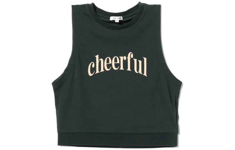 (Pre School) Beams Kids Green Sleeveless Tank Top with Letter Print - Unisex Children's Wear 9404002664769